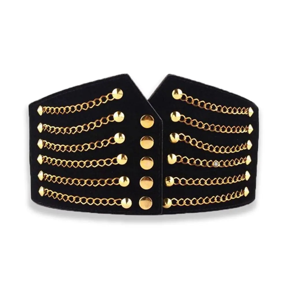 10cm Wide Waistband Women Fashion Slim Corset Cummerbunds Elastic Belts Rivet Waistband Female Coat Hige Waist Belt Accessories sentiwon