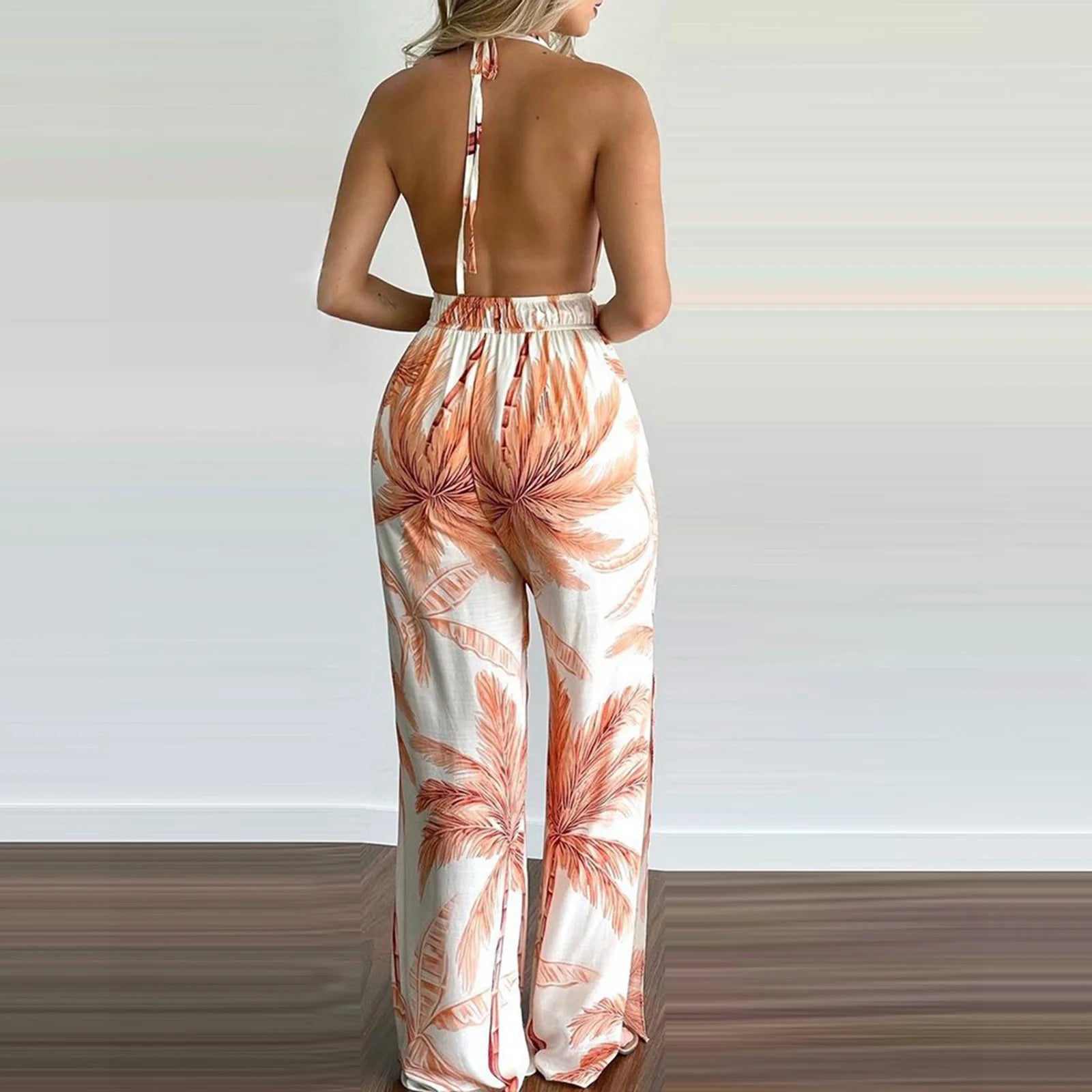 2024 new women's dress wish suspender digital print sleeveless V-neck colorful jumpsuit for women vestal