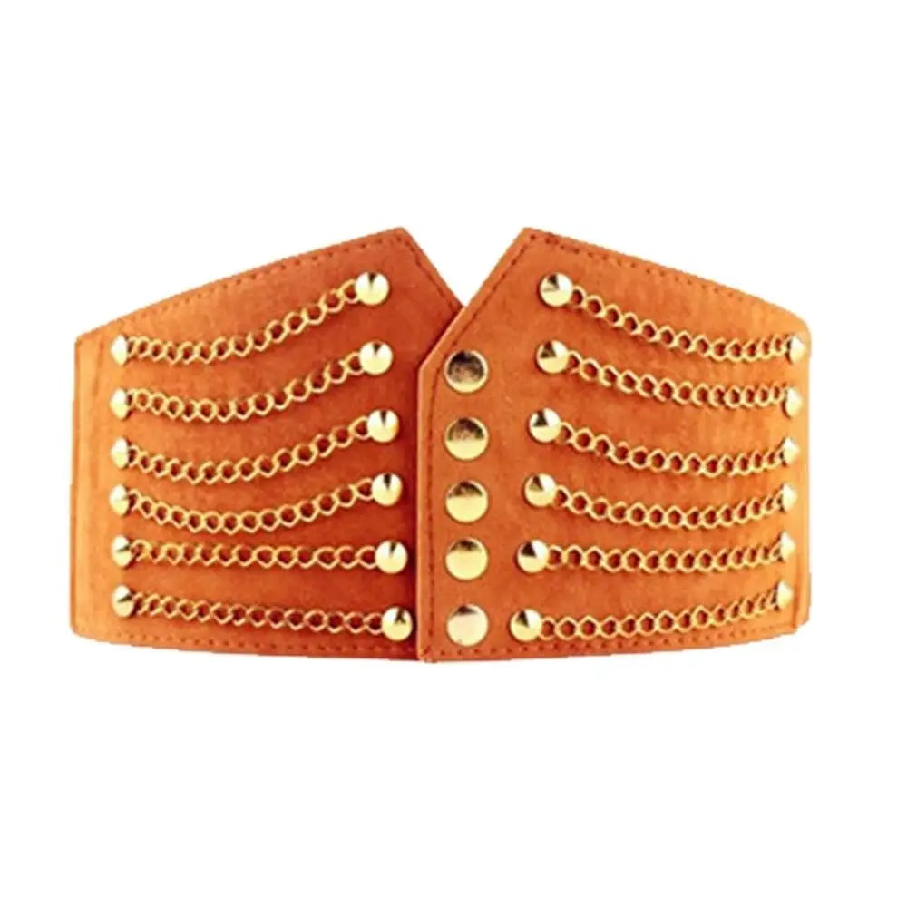 10cm Wide Waistband Women Fashion Slim Corset Cummerbunds Elastic Belts Rivet Waistband Female Coat Hige Waist Belt Accessories sentiwon
