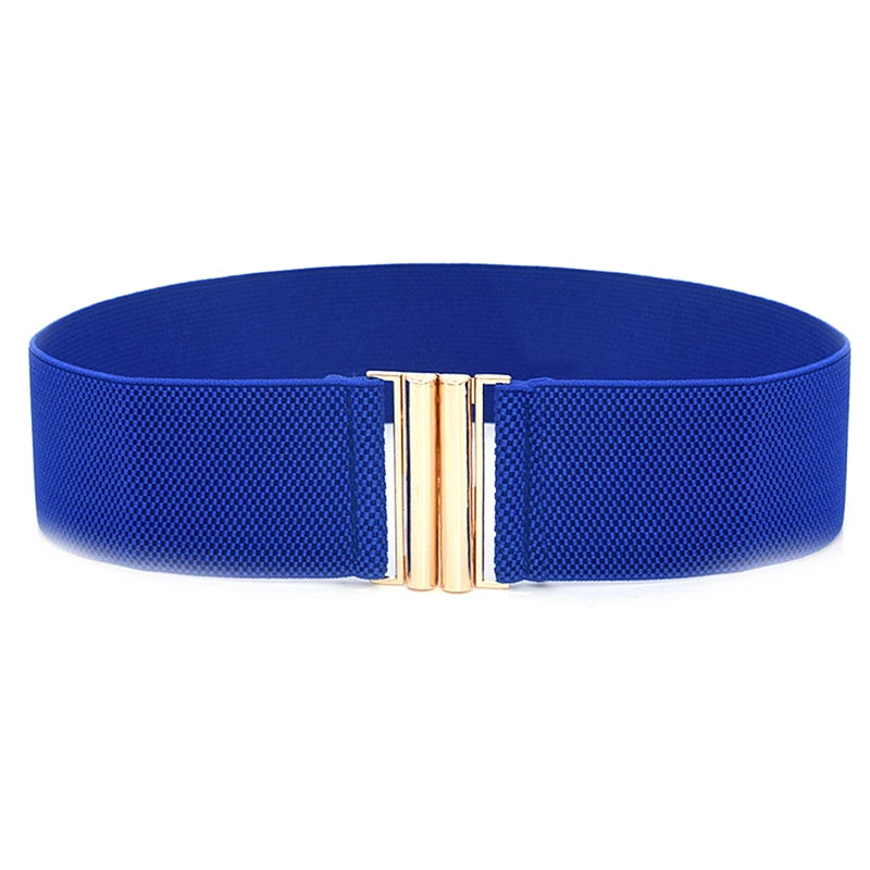 60*6CM Wide Elastic Belt Solid Color Corset Belt Metal Buckle Lady Stretch Cinch Waistband Women Waist Belt sentiwon