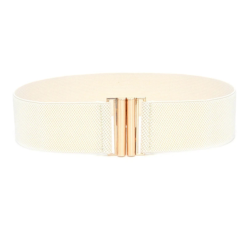 60*6CM Wide Elastic Belt Solid Color Corset Belt Metal Buckle Lady Stretch Cinch Waistband Women Waist Belt sentiwon