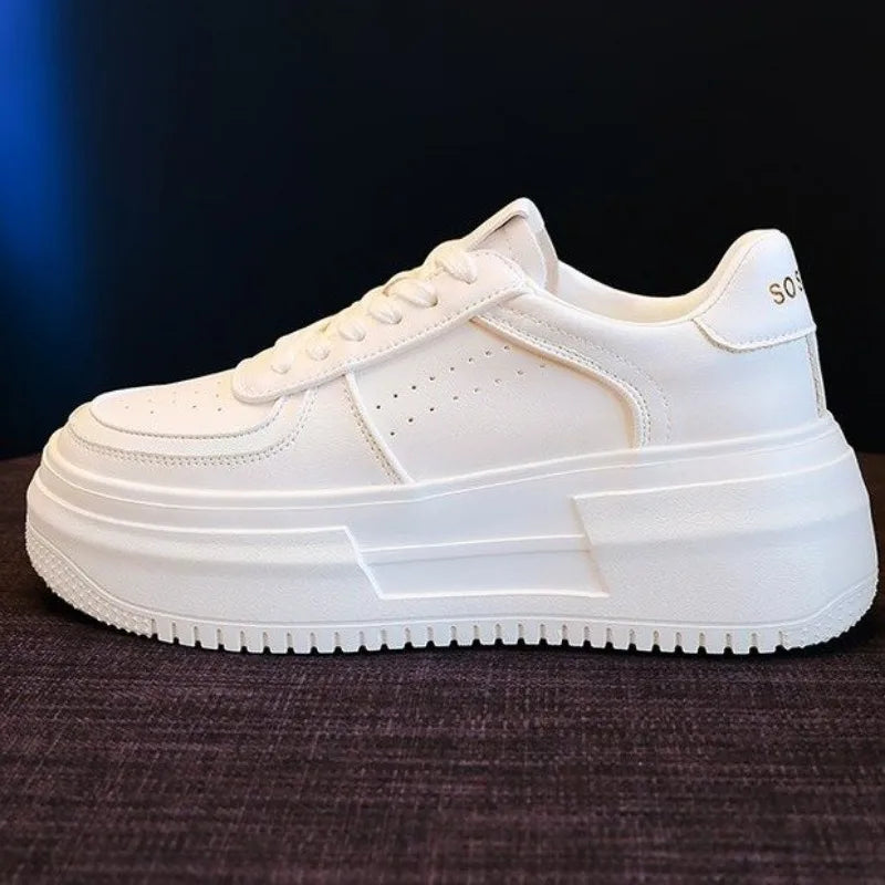 2023 New U Leather Women's White Casual Woman Vulcanize Sneakers Breathable Sport Walking Running Platform Flats Shoes