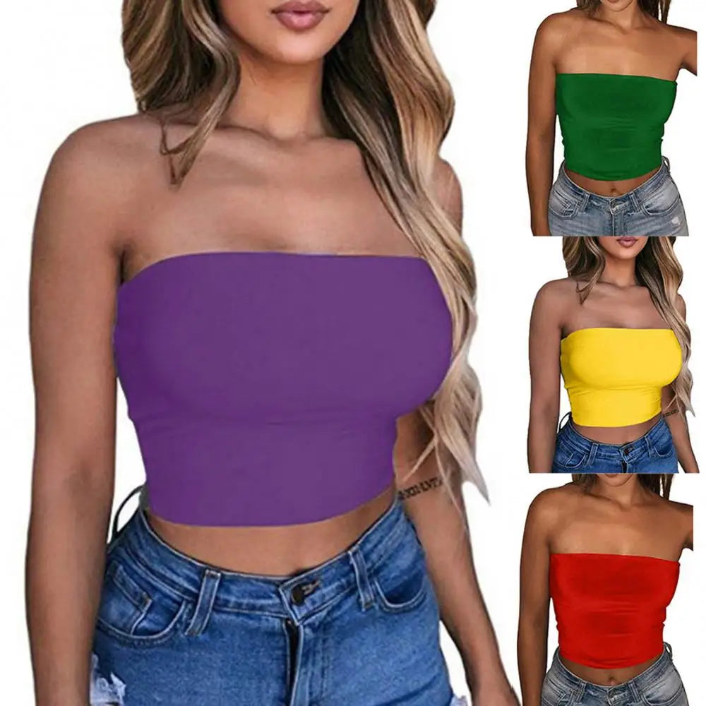1Pc Soft Women Bustier Strapless Cropped Women Tube Tops Slim Elastic Tube Top Breathable Lingerie Bra Top Women Underwear