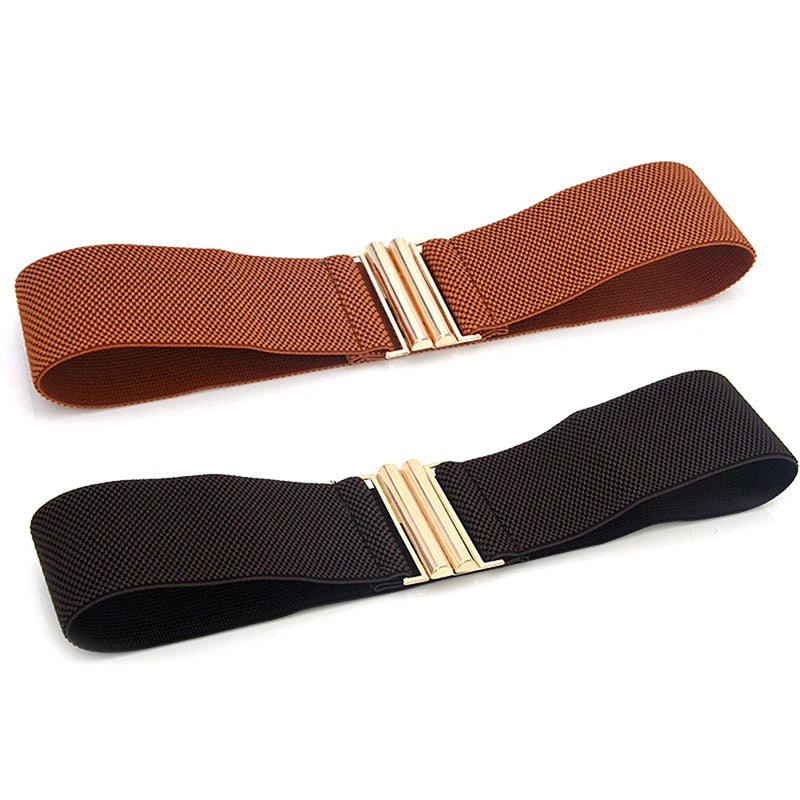 60*6CM Wide Elastic Belt Solid Color Corset Belt Metal Buckle Lady Stretch Cinch Waistband Women Waist Belt sentiwon
