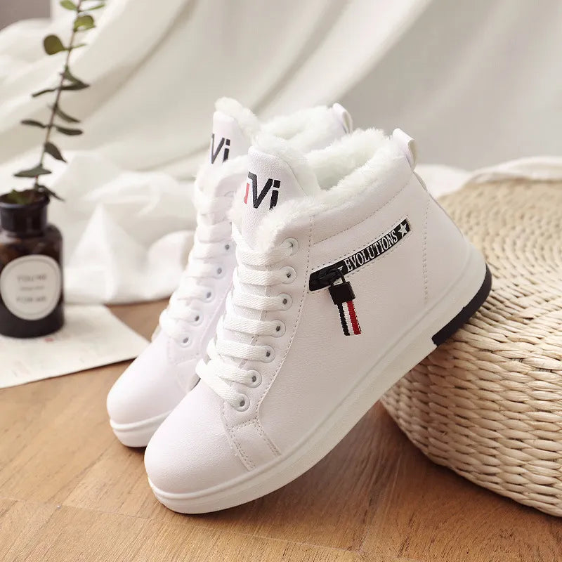 Ankle Boots Winter Woman Shoes Sneakers Flats Lace Up Ladies Shoes Women Short Snow Boots kodez