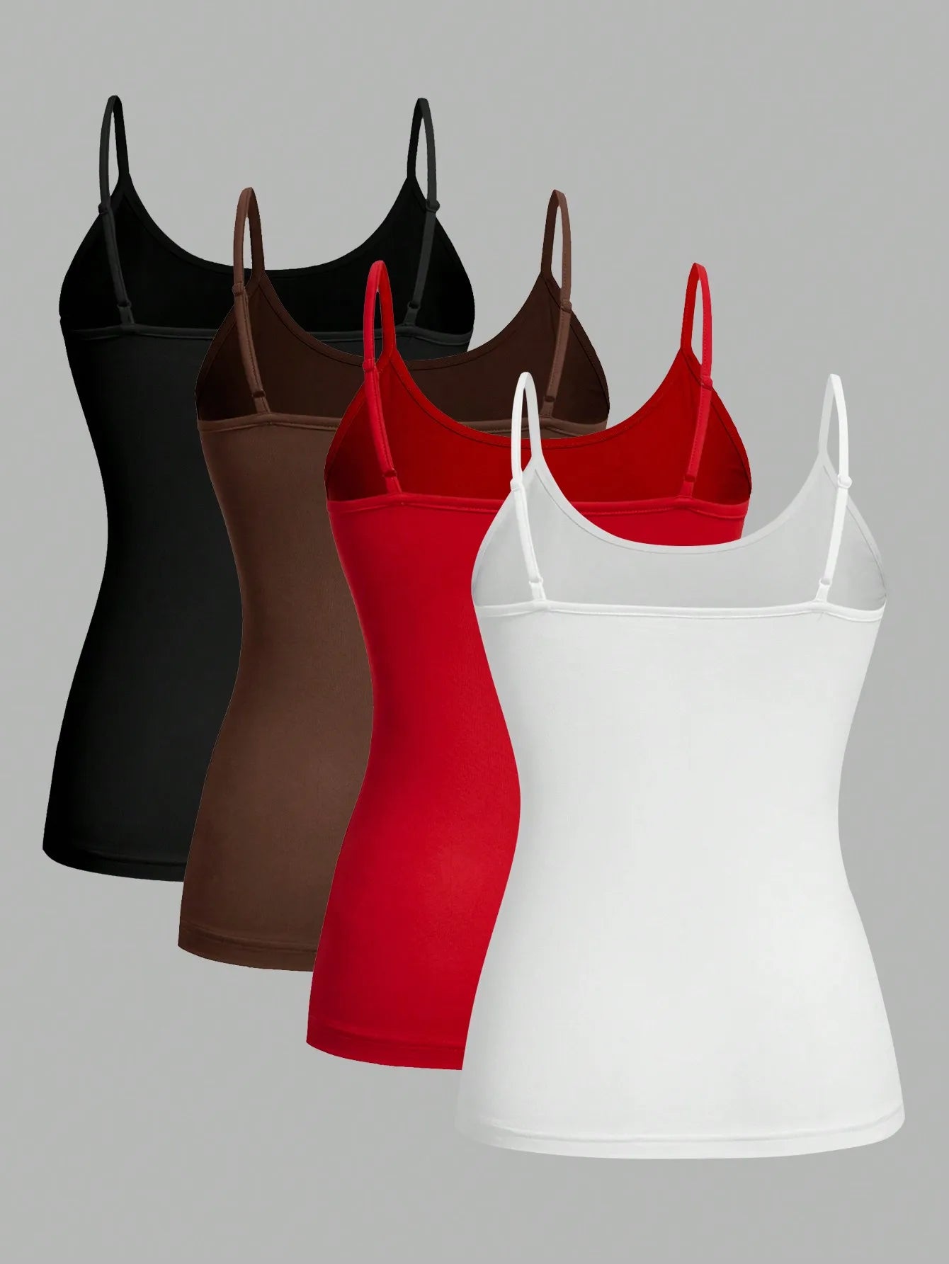 4 pcs Women Solid Color  Camisoles Vest Women Tank Tops Female Summer Sexy Strap Basic Tops Sleeveless Camisole T-shirt vestal