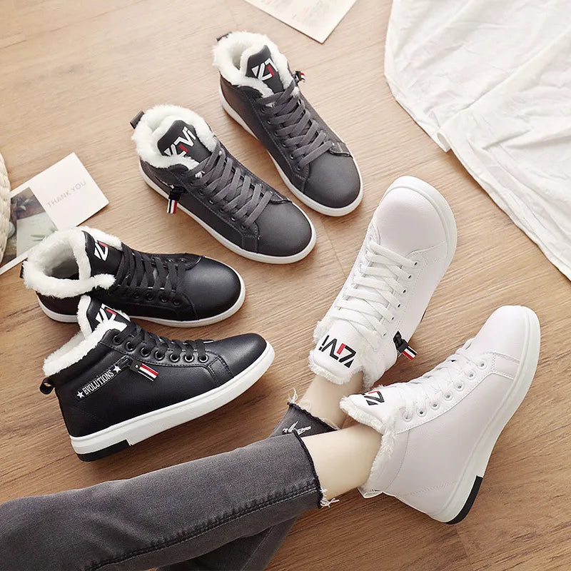 Ankle Boots Winter Woman Shoes Sneakers Flats Lace Up Ladies Shoes Women Short Snow Boots kodez