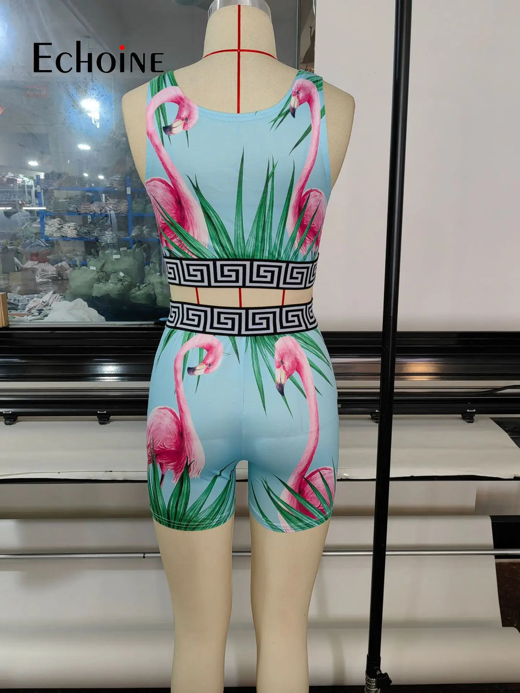 Echoine Women Summer Print Sexy Pullover Vest Top And Shorts Two 2 Piece Set Casual Slim Holiday Commuting Beach Party Outfits somè