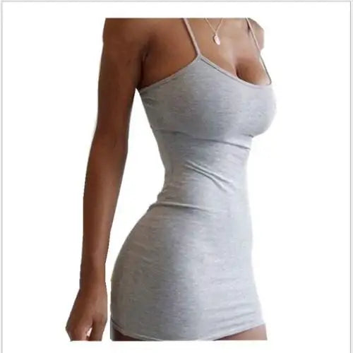 Mini Dress Summer Women Bodycon Dresses Female Camisole Solid Black White Sheath Sundress somè