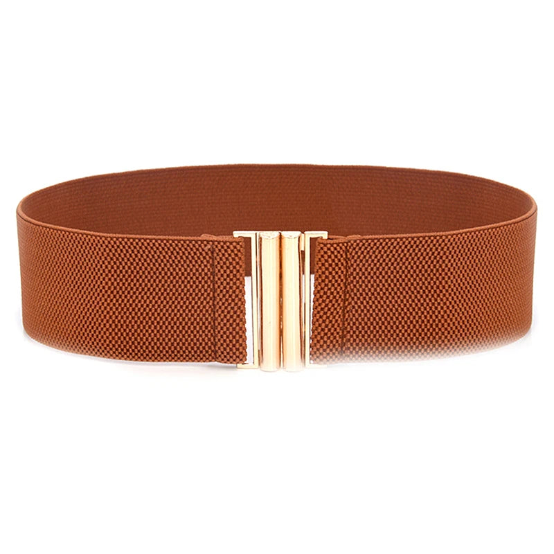 60*6CM Wide Elastic Belt Solid Color Corset Belt Metal Buckle Lady Stretch Cinch Waistband Women Waist Belt sentiwon