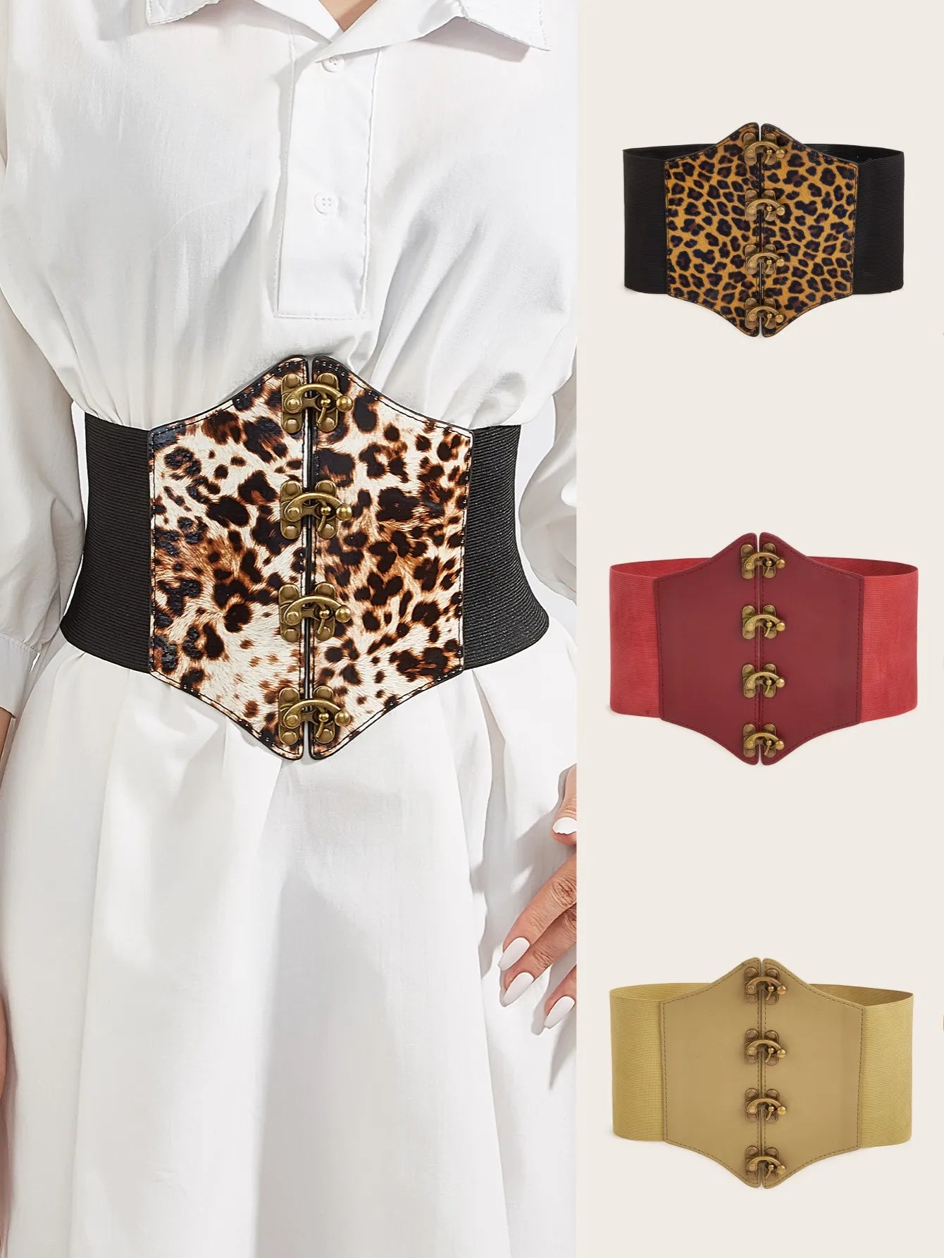 1pcs Multicolor Leopard Print Elastic Lock Waist Corset Fashion Waist Corset Dress Accessories Belt sentiwon