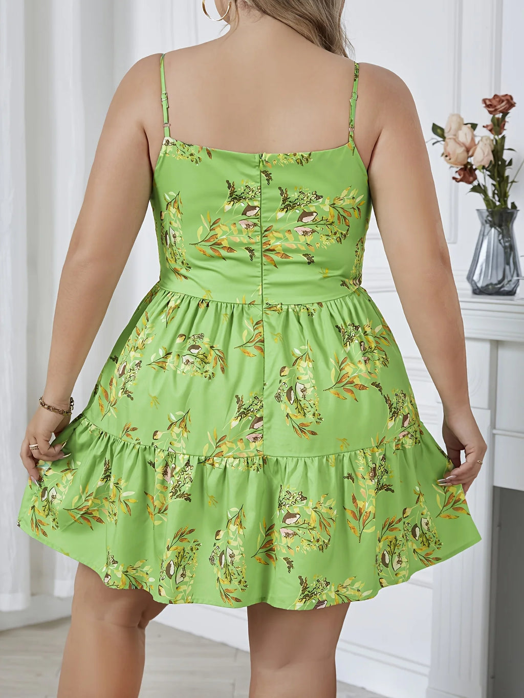 Plus-size Spring/Summer Date Party Holiday Style Floral Print Mini Strap Dress Adjustable Straps Sexy Elegant Party Dress