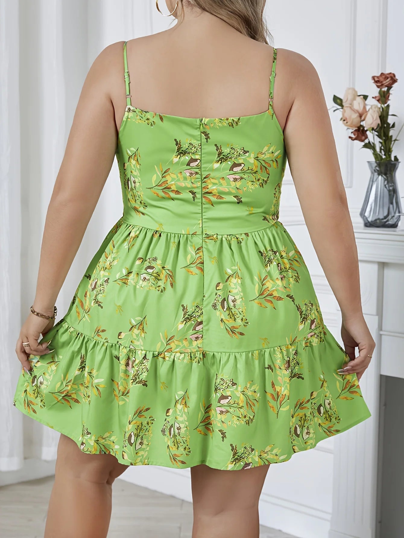 Plus-size Spring/Summer Date Party Holiday Style Floral Print Mini Strap Dress Adjustable Straps Sexy Elegant Party Dress