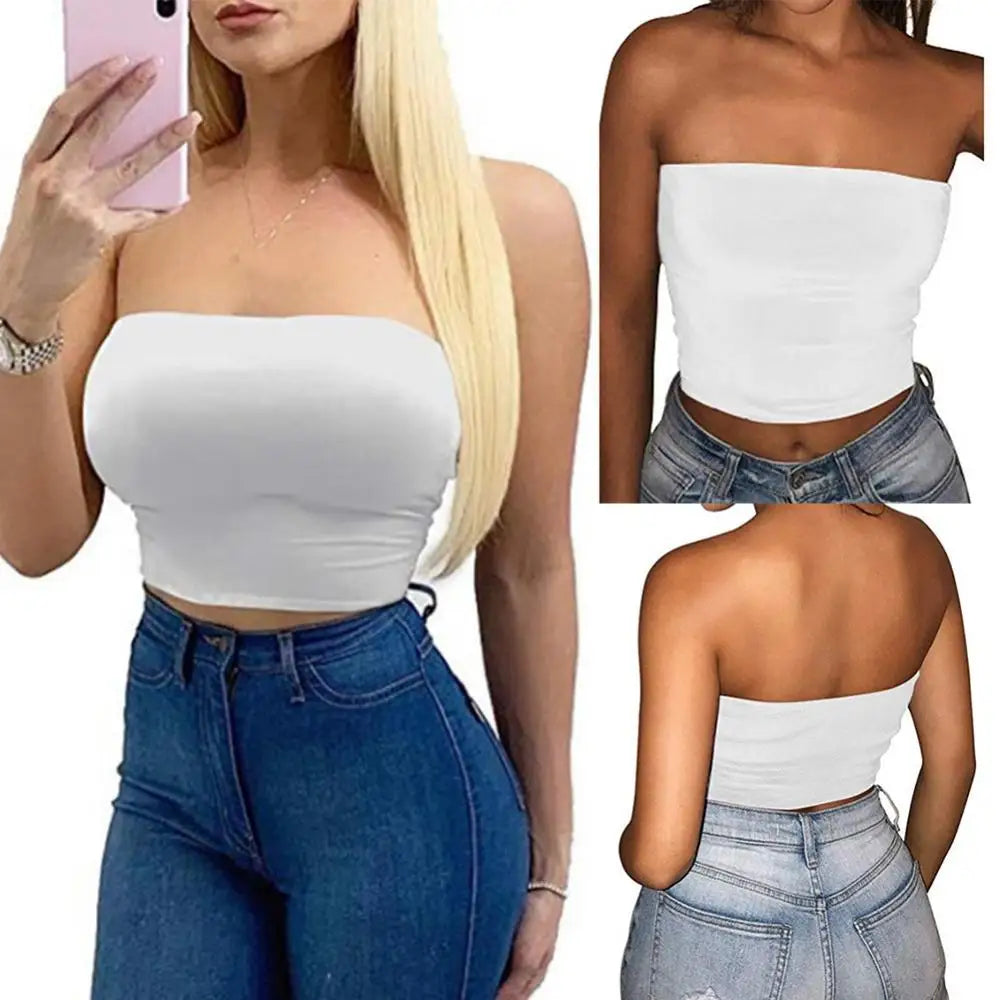 1Pc Soft Women Bustier Strapless Cropped Women Tube Tops Slim Elastic Tube Top Breathable Lingerie Bra Top Women Underwear