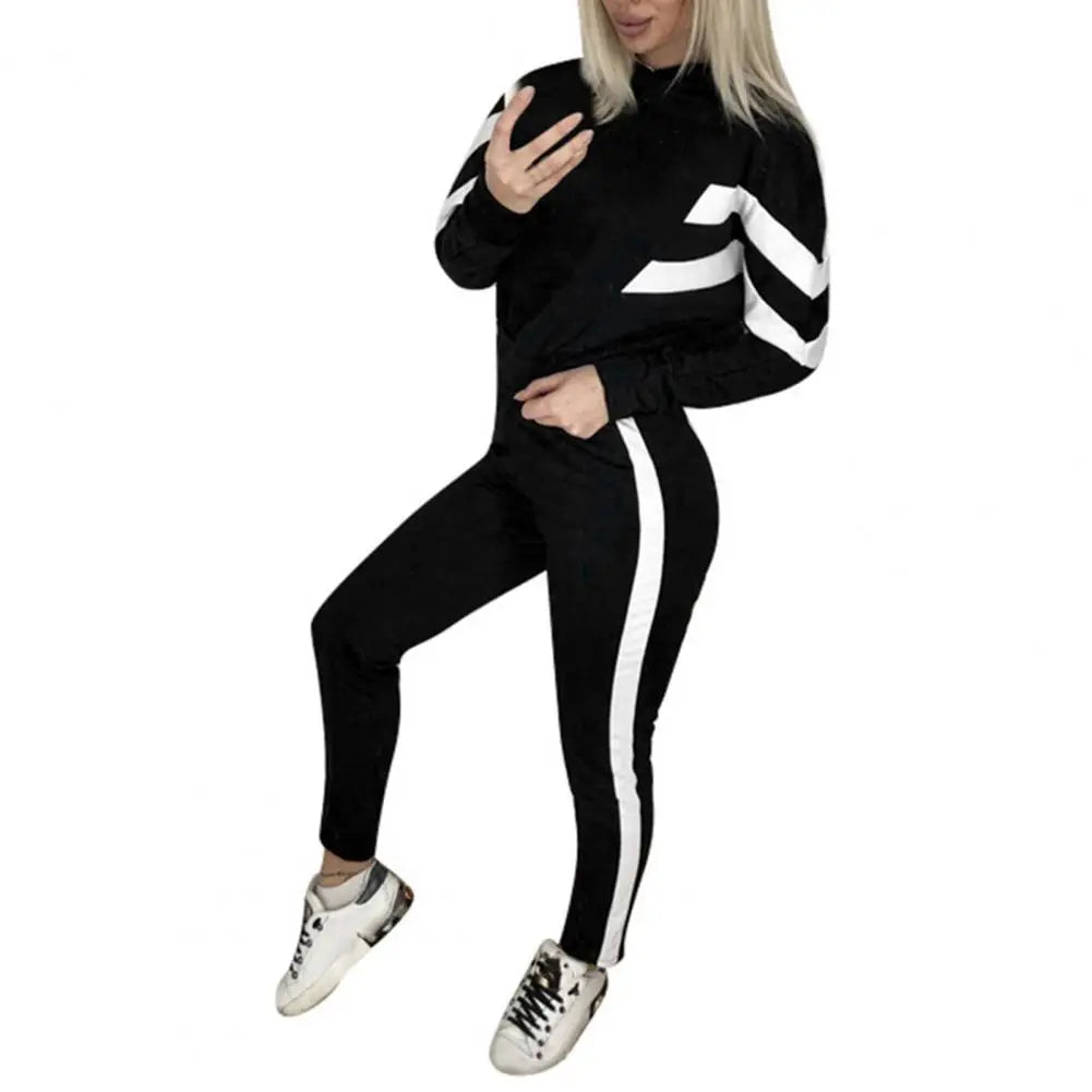 2 Pieces Set Women 2025 hot style Europe America autumn hooded fleece suit two-piece show hilum Sports Set Hooded Sportswear Set kpy
