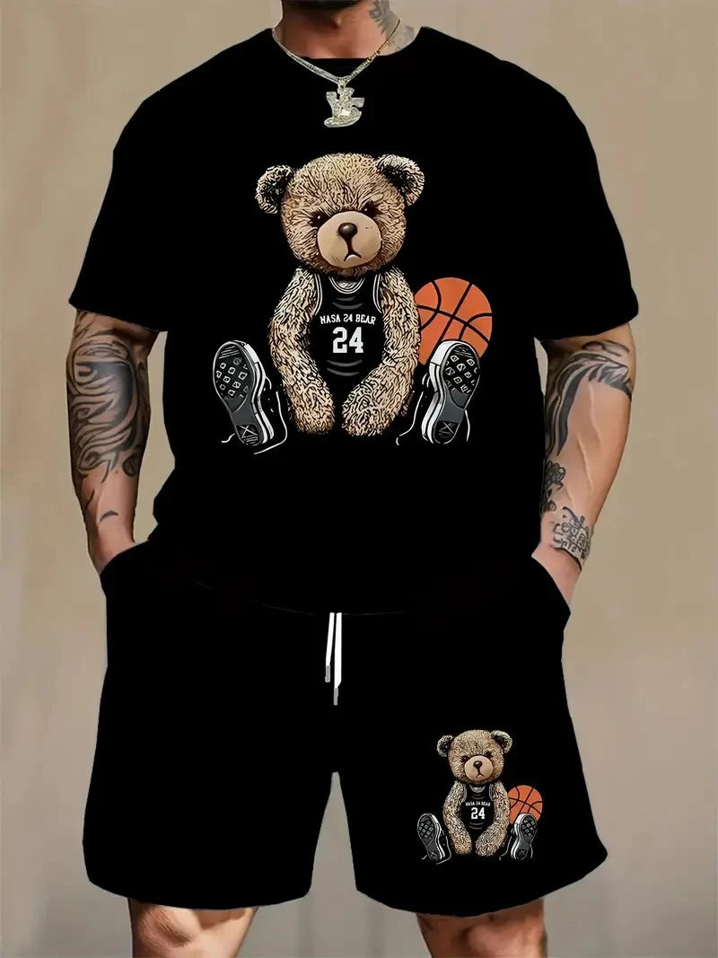 202& New Men's Sportswear Short-sleeved T-shirt And Sports Shorts Summer Leisure Jogging Trousers Suit Men's Two-piece Loose