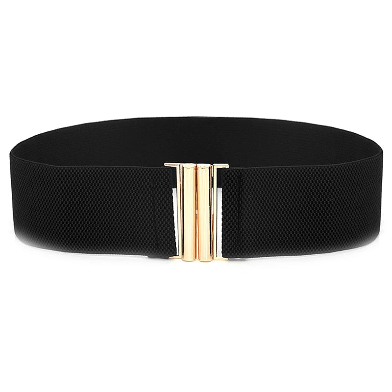 60*6CM Wide Elastic Belt Solid Color Corset Belt Metal Buckle Lady Stretch Cinch Waistband Women Waist Belt sentiwon