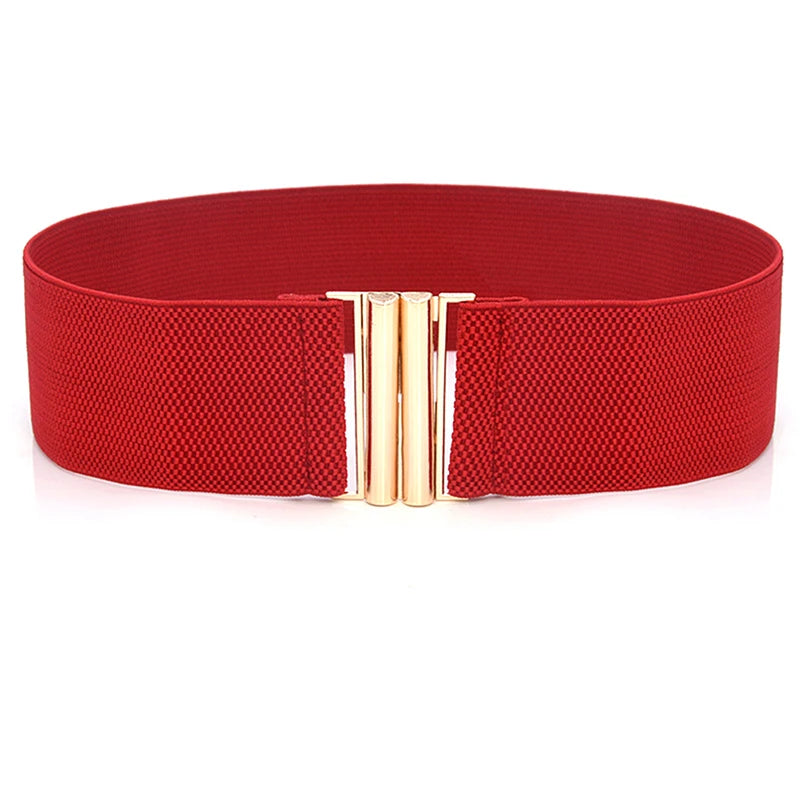 60*6CM Wide Elastic Belt Solid Color Corset Belt Metal Buckle Lady Stretch Cinch Waistband Women Waist Belt sentiwon