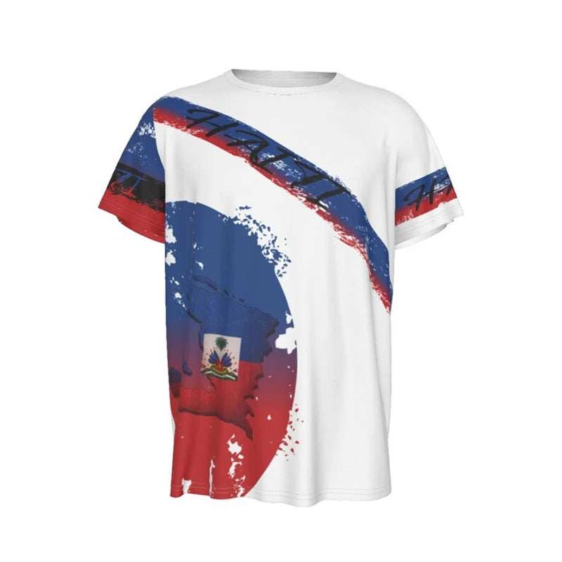 Haitian Flag T-shirt Men 3D Print Haiti Emblem Symbol Vintage T Shirts Summer Fashion
