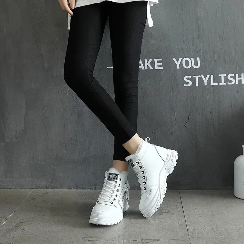 Women Winter Snow Boots  New Fashion Style High-top Shoes Casual Woman Waterproof Warm Woman Female High Quality White Black kodez
