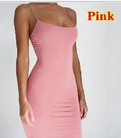 Mini Dress Summer Women Bodycon Dresses Female Camisole Solid Black White Sheath Sundress somè