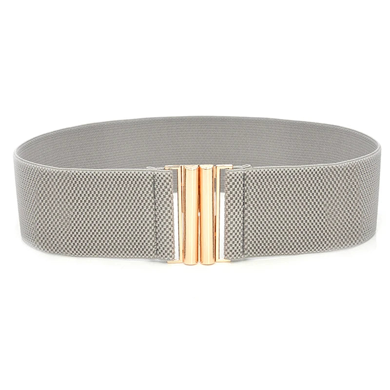 60*6CM Wide Elastic Belt Solid Color Corset Belt Metal Buckle Lady Stretch Cinch Waistband Women Waist Belt sentiwon