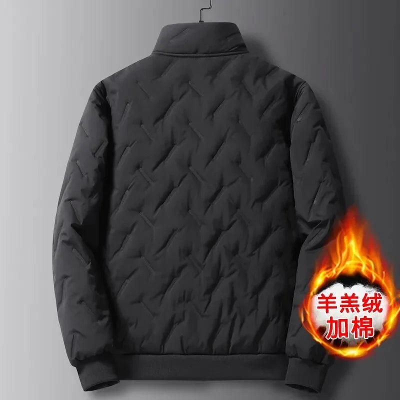 2024 Winter New Fashion Plus Fleece Thick Warm Cotton-Padded Jacket Men's Casual Loose Fashion Large Size High Quality Coat  7