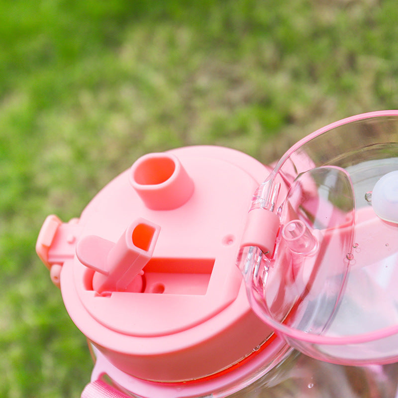 Summer Heat-resistant Cartoon Double-drinking Plastic Cup we