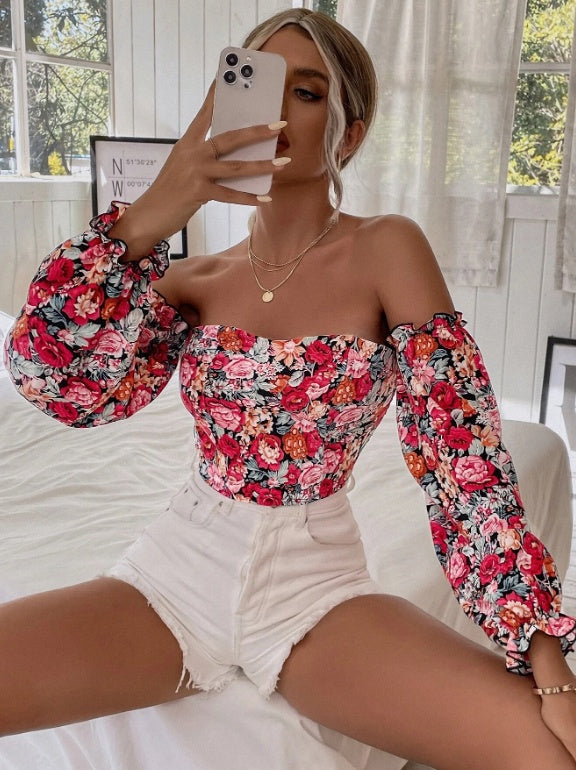 Women's Printed Casual Off-the-shoulder Dress