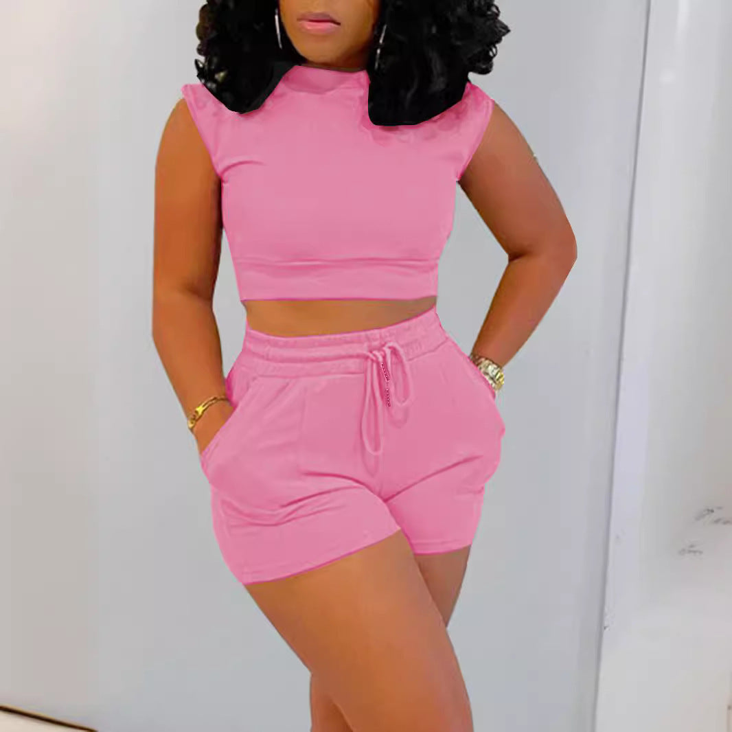 Women's Suit Shorts Sleeveless T-shirt Sports