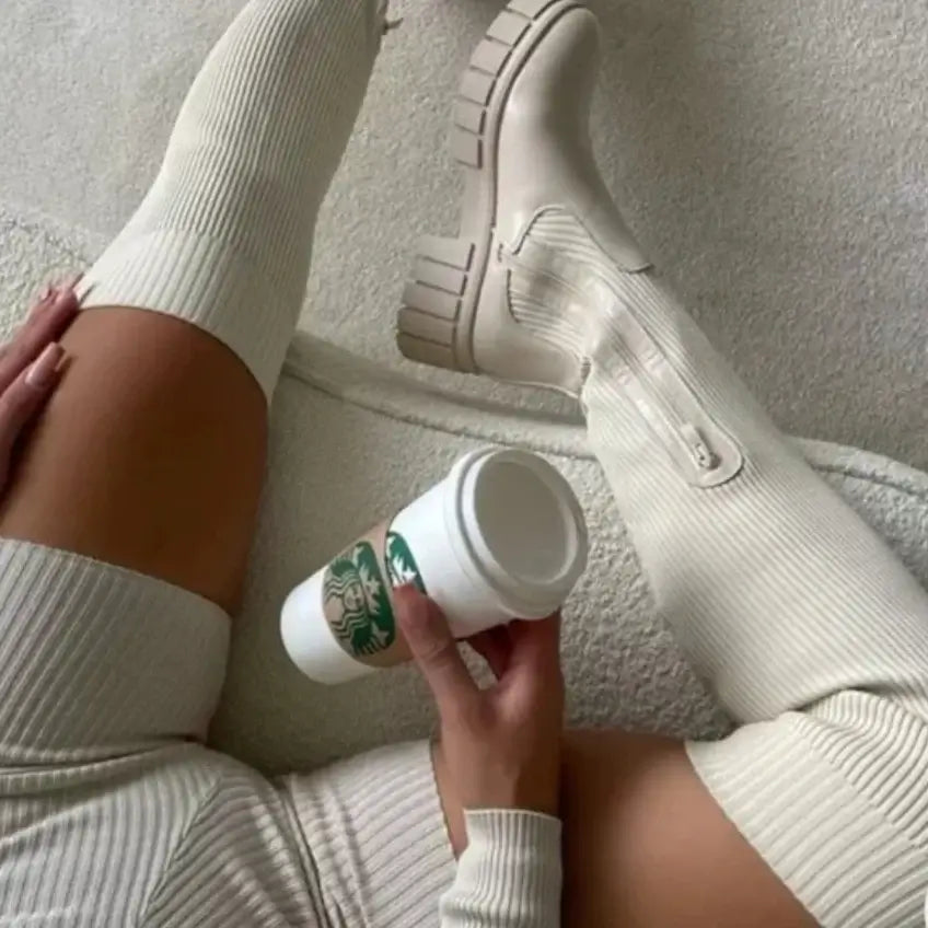 Thigh High Stretch Knit Boots kodez
