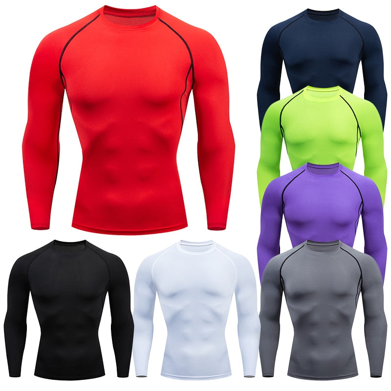 Men Compression Running T Shirt Fitness Tight Long Sleeve Sport Tshirt Training Jogging Shirts Gym Sportswear Quick Dry Rashgard